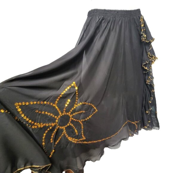 Black and Gold Sequin Skirt Party Skirt Christmas Party Wear -NEW - Picture 2 of 6